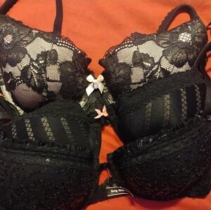 Victoria Secret And Betsey Johnson Black Lace Bra